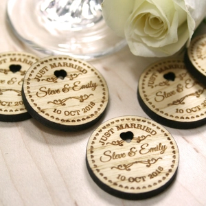 Personalised Rustic Wooden "Just Married" Wedding Table Confetti
