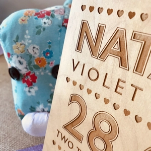 Personalised New Baby Keepsake Birth Information Nursery Artwork