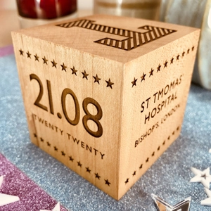Personalised Wooden Baby Block - Stars | Unique Baby Gift