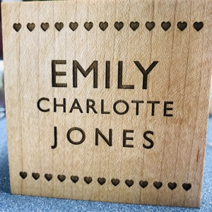 Personalised Wooden Baby Block - Hearts | Unique Baby Gift