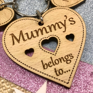 Personalised "Mummy's Heart Belongs To ..." Keyring With Charms