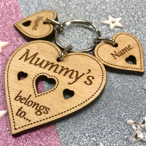 Personalised "Mummy's Heart Belongs To ..." Keyring With Charms