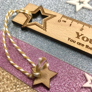 Personalised Teacher Thank You Gift Wooden Beech Bookmark Star