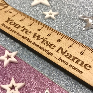 Personalised Teacher Thank You Gift Wooden Beech Bookmark Owl