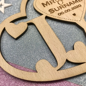 Wooden Personalised Wedding Entwined Hearts Keepsake Gift