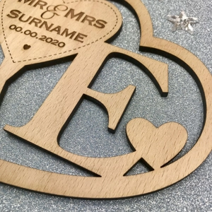 Wooden Personalised Wedding Entwined Hearts Keepsake Gift