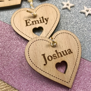 Wooden Personalised Wedding Entwined Hearts Keepsake Gift