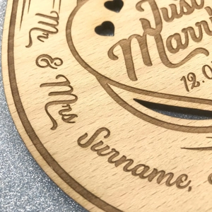 Wooden Personalised Just Married Horseshoe Wedding Keepsake Gift