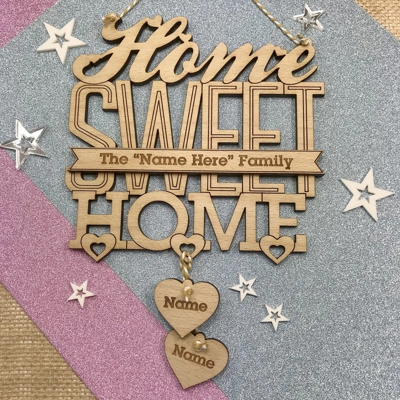Personalised Wooden Plaque Family Home Sweet Home Gift title=