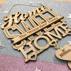 Personalised Wooden Plaque Family Home Sweet Home Gift
