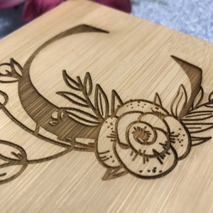 Floral Monogram Box - Engraved Initial Eco Bamboo Keepsake Box