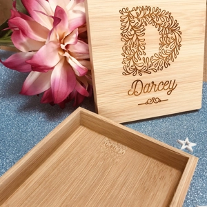 Personalised Monogram & Name Box - Initial Bamboo Keepsake