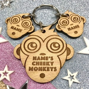 Personalised Cheeky Monkey Keyring Gift Daddy Dad Papa Grandad