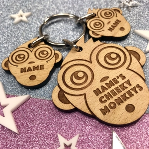 Personalised Cheeky Monkey Keyring Gift Daddy Dad Papa Grandad