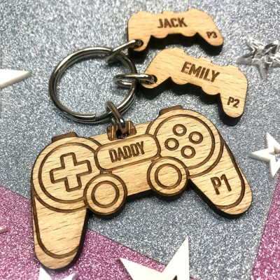 Personalised Game Controller Keyring Gift Playstation title=
