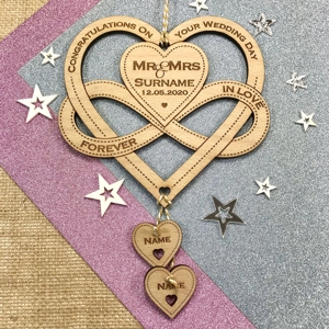 Heart & Infinity Bow Wedding / Bridal Keepsake Gift