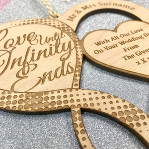 Personalised Infinity Heart Wedding / Bridal Keepsake Gift