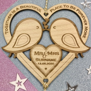 Personalised Lovebirds Wedding / Bridal Keepsake Gift