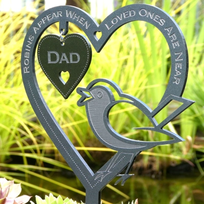 Personalised Memorial Remembrance Sympathy Robin Garden Ornament Gift title=