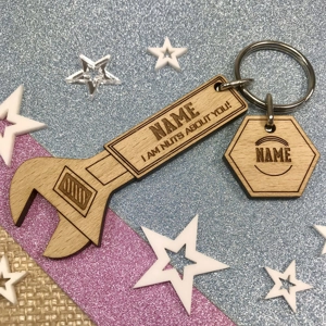 Personalised Spanner Keyring "I'm NUTS About You" Keychain