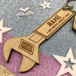 Personalised Spanner Keyring "I'm NUTS About You" Keychain