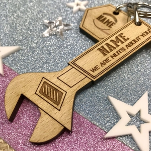 Personalised Spanner Keyring "I'm NUTS About You" Keychain