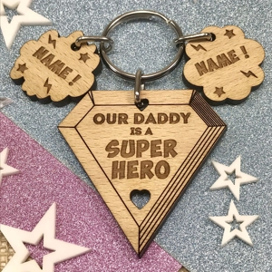 Personalised Daddy Is A Superhero Keyring Super Hero Keychain