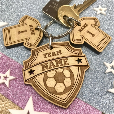 Personalised Football Keyring - Gift For Him Daddy Dad Papa Grandad title=