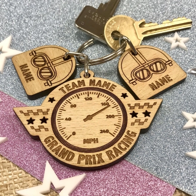 Personalised Grand Prix Racing Keyring Daddy Gift title=