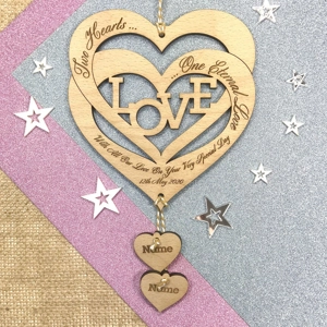 Personalised Two Hearts One Eternal Love Wedding Keepsake Gift