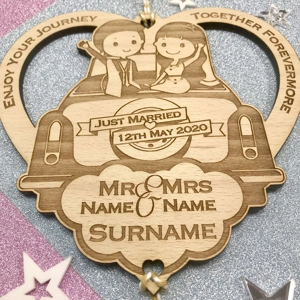 Personalised Just Married Car Wedding / Bridal Keepsake Gift