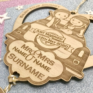 Personalised Just Married Car Wedding / Bridal Keepsake Gift