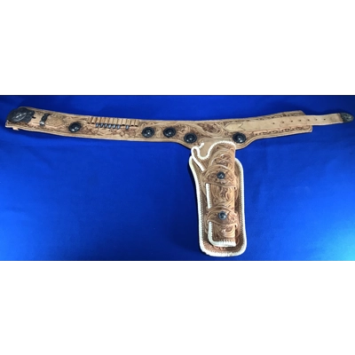 H.H. Heiser Model 753 Custom Drop-Loop Holster/Belt Rig w/ Sterling Silver Fittings