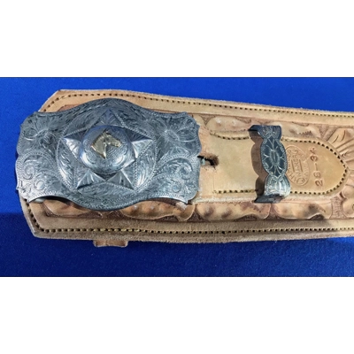 H.H. Heiser Model 753 Custom Drop-Loop Holster/Belt Rig w/ Sterling Silver Fittings