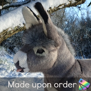 Miniature donkey made with flat pile fur