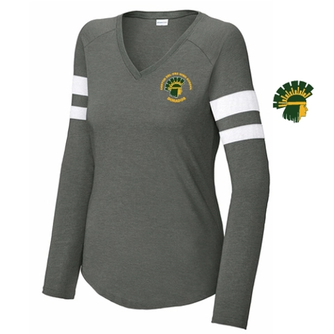Women's Halftime Stripe Long Sleeve V Neck Tee