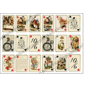 Alice in Wonderland Vintage Playing Cards Edible Images