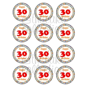 Ages Edible Cupcake Toppers / 30 40 50 60 70 80 90 100 Edi..