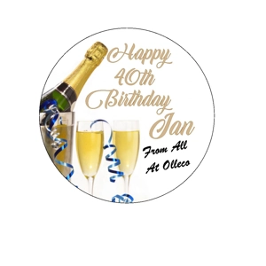 Champagne Bottle and Glasses Edible Image