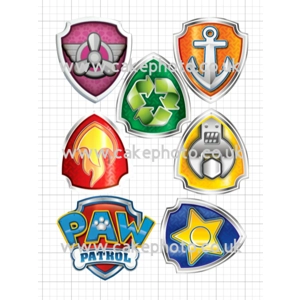 Paw Patrol Character Badges and Logo Individual Edible Images