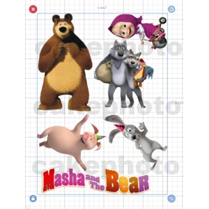 Masha & The Bear Characters and Logo Individual Edible Images