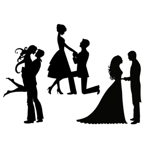 Silhouettes - Couple / Proposal / Wedding Edible Images