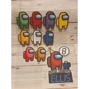 Among Us Card Cake Topper Set