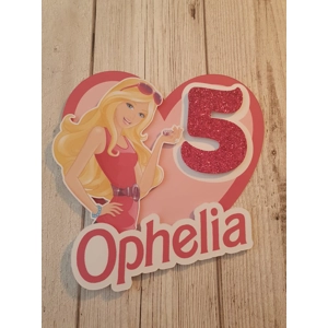 3D Barbie Glitter Card Cake Topper
