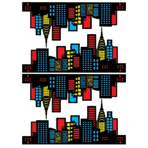 Cartoon Multi Coloured Skyline Edible Images