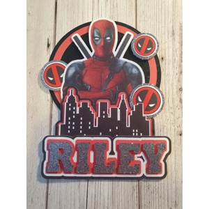 3D Deadpool Glitter Card Birthday Cake Topper