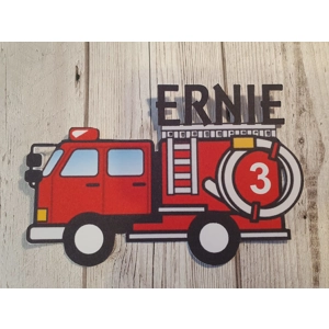 Fire Truck Engine Card Cake Topper