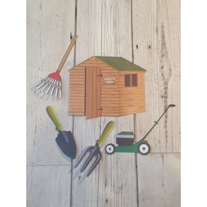 Garden Shed Gardening Hobby Card Cake Toppers