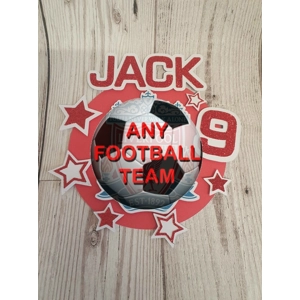 3D Football Team Glitter Card Cake Topper