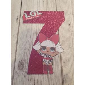 Lol Doll Glitter Number Card Cake Topper